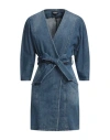 Dondup Woman Mini Dress Blue Size 6 Cotton, Elastomultiester, Elastane In Blue