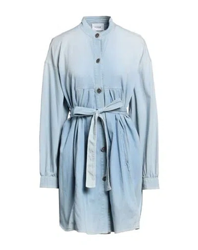 Dondup Woman Mini Dress Blue Size 6 Cotton, Elastane