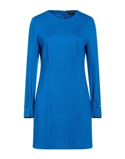 Dondup Woman Mini Dress Bright Blue Size 6 Viscose, Polyamide, Elastane