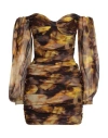 Dondup Woman Mini Dress Brown Size 8 Viscose In Multi