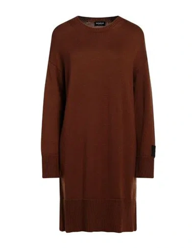 Dondup Woman Short Dress Cocoa Size 6 Wool In Brown