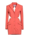 Dondup Woman Mini Dress Coral Size 8 Polyamide, Cotton, Elastane In Red