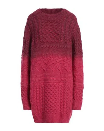 Dondup Woman Mini Dress Garnet Size 6 Mohair Wool, Wool, Acrylic, Polyamide In Pink