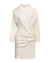 Dondup Woman Mini Dress Ivory Size 2 Viscose, Polyamide, Elastane In White