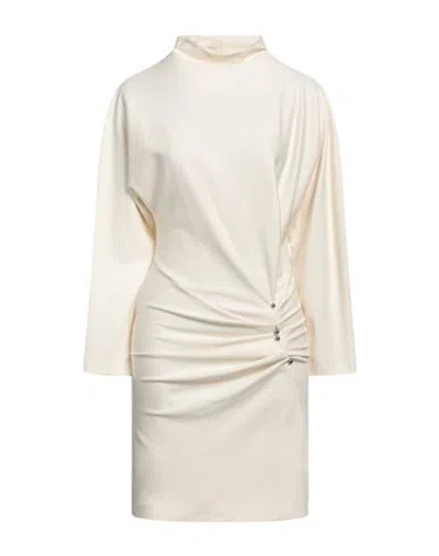 Dondup Woman Mini Dress Ivory Size 6 Viscose, Polyamide, Elastane In White