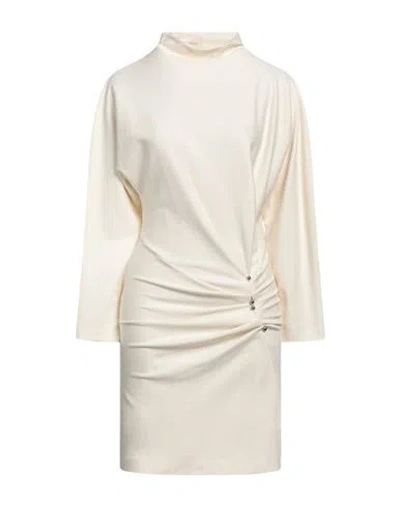 Dondup Woman Mini Dress Ivory Size 2 Viscose, Polyamide, Elastane In White