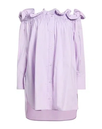 Dondup Woman Mini Dress Lilac Size 4 Cotton In Purple