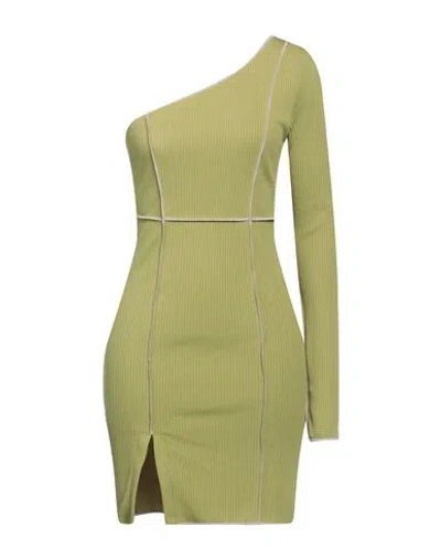 Dondup Woman Mini Dress Lime Green Size M Polyester, Cotton, Elastane