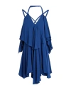 Dondup Woman Mini Dress Navy Size 10 Acetate, Silk In Blue