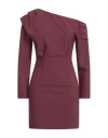 Dondup Woman Mini Dress Plum Size 8 Polyester, Virgin Wool, Elastane In Purple