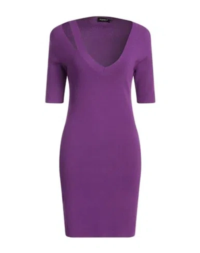Dondup Woman Mini Dress Purple Size 6 Viscose, Polyester