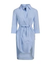Dondup Woman Mini Dress Sky Blue Size 6 Cotton