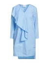 Dondup Woman Mini Dress Sky Blue Size 6 Cotton, Elastane