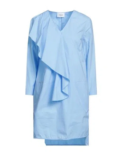 Dondup Woman Mini Dress Sky Blue Size 6 Cotton, Elastane