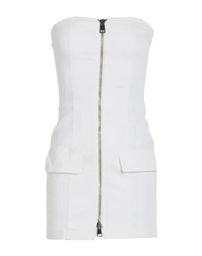 Dondup Woman Mini Dress White Size 2 Cotton, Elastomultiester, Elastane