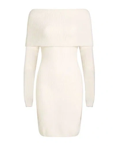 Dondup Woman Mini Dress White Size 8 Polyamide, Alpaca Wool, Wool In Multi