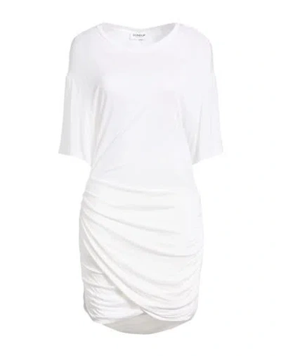 Dondup Woman Mini Dress White Size L Viscose, Modal, Silk
