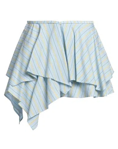 Dondup Woman Mini Skirt Sky Blue Size 8 Cotton, Polyamide