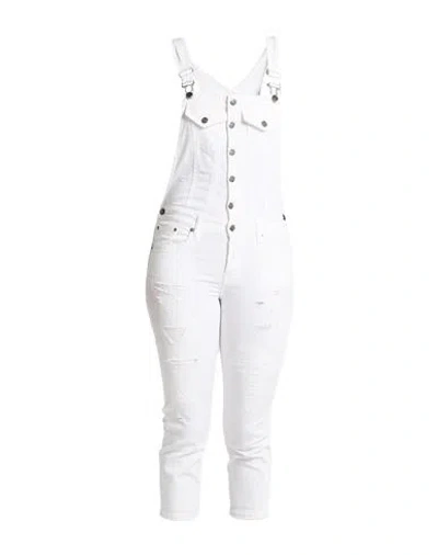 Dondup Woman Overalls White Size 24 Cotton, Elastomultiester, Elastane