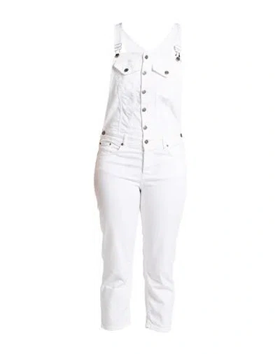 Dondup Woman Overalls White Size 25 Cotton, Elastomultiester, Elastane