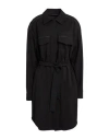 Dondup Woman Overcoat & Trench Coat Black Size 10 Lyocell, Elastane In Animal Print