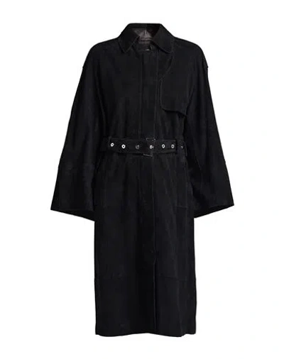 Dondup Woman Overcoat & Trench Coat Black Size 6 Lambskin