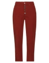 Dondup Woman Pants Brick Size 28 Cotton, Lyocell, Elastane In Red