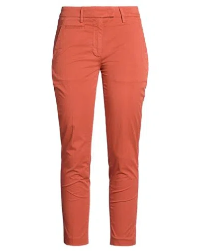 Dondup Woman Pants Brick Size 30 Cotton, Elastane In Red