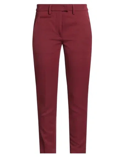 Dondup Woman Pants Brick Size 32 Polyester, Elastane In Burgundy