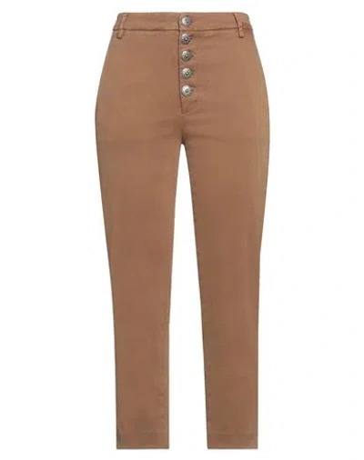 Dondup Woman Pants Brown Size 28 Cotton, Elastane