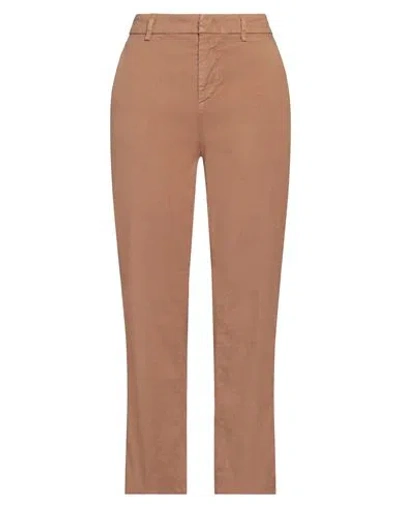 Dondup Woman Pants Brown Size 30 Linen, Lyocell, Elastane