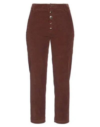 Dondup Woman Pants Brown Size 32 Cotton, Lyocell, Elastane In Burgundy