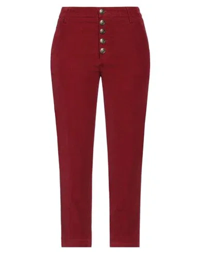 Dondup Woman Pants Burgundy Size 25 Cotton, Lyocell, Elastane In Red