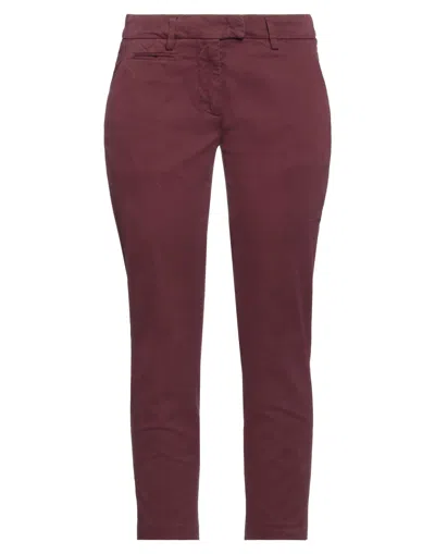 DONDUP DONDUP WOMAN PANTS BURGUNDY SIZE 32 COTTON, ELASTANE