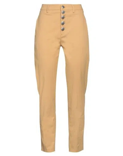 Dondup Woman Pants Camel Size 24 Cotton, Elastane In Brown