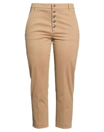 Dondup Woman Pants Camel Size 27 Cotton, Elastane In Beige