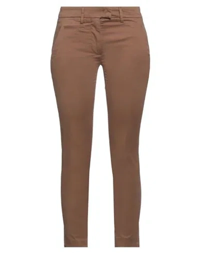 Dondup Woman Pants Camel Size 28 Cotton, Elastane In Beige