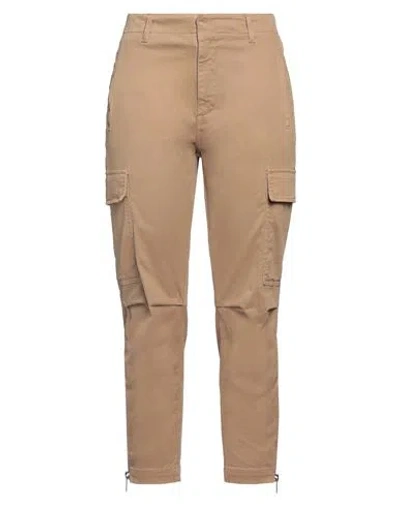 Dondup Woman Pants Camel Size 28 Cotton, Elastane In Beige