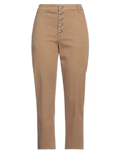 Dondup Woman Pants Camel Size 32 Cotton, Elastomultiester, Elastane In Beige
