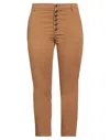 Dondup Woman Pants Camel Size 30 Cotton, Elastane In Beige