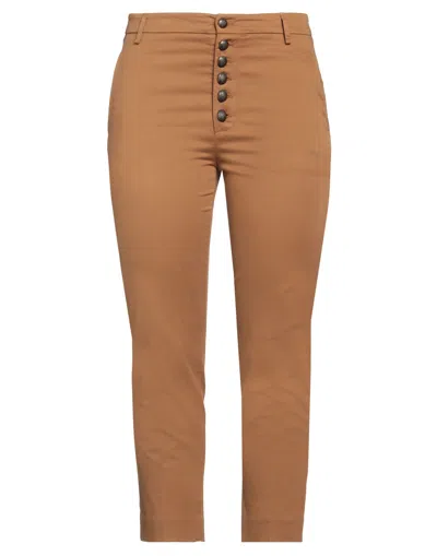 Dondup Woman Pants Camel Size 30 Cotton, Elastane In Beige