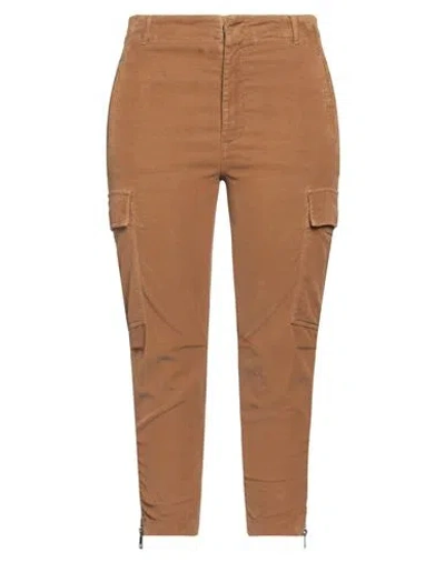 Dondup Woman Pants Camel Size 30 Cotton, Lyocell, Elastane In Sand