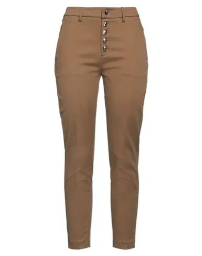 Dondup Woman Pants Camel Size 30 Modal, Cotton, Elastane In Beige