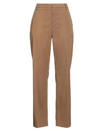 Dondup Woman Pants Camel Size 8 Cotton, Lyocell, Elastane In Brown