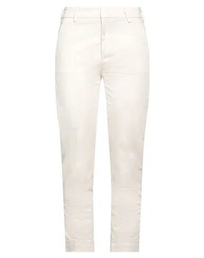 Dondup Woman Pants Cream Size 27 Cotton, Elastane In Beige