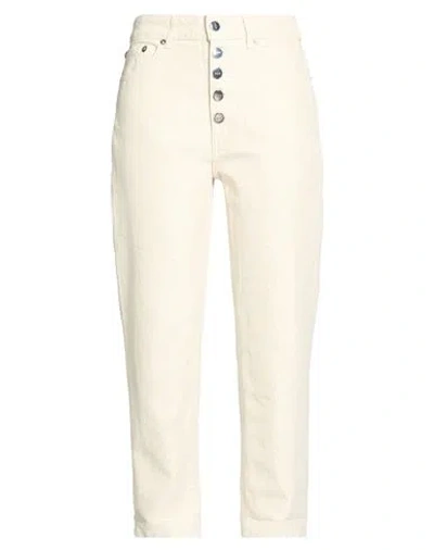 Dondup Woman Pants Cream Size 31 Cotton, Viscose, Polyester In White