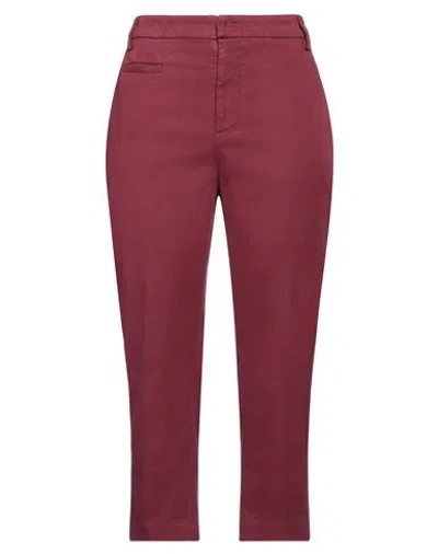 Dondup Woman Pants Garnet Size 10 Cotton, Lyocell, Elastane In Red