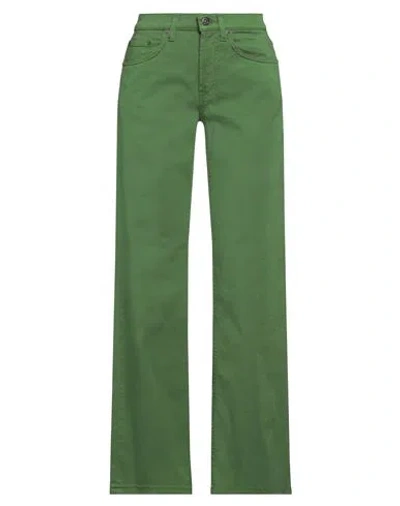 Dondup Woman Pants Green Size 24 Cotton, Elastomultiester, Elastane