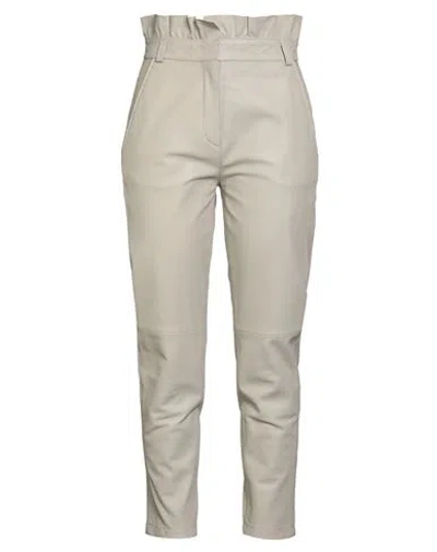 Dondup Woman Pants Grey Size 4 Lambskin In Neutral