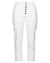 Dondup Cropped Cotton-blend Denim Jeans With Button Detailing In White